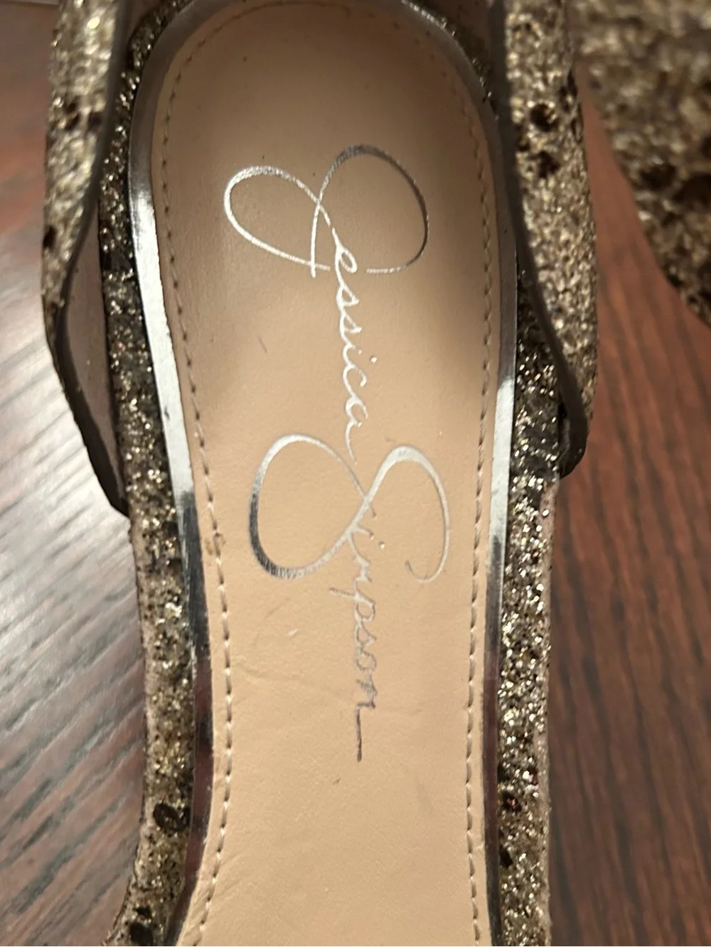 Jessica Simpson Metallic Gold Snake-Print Wedge Sandals Size 8.5